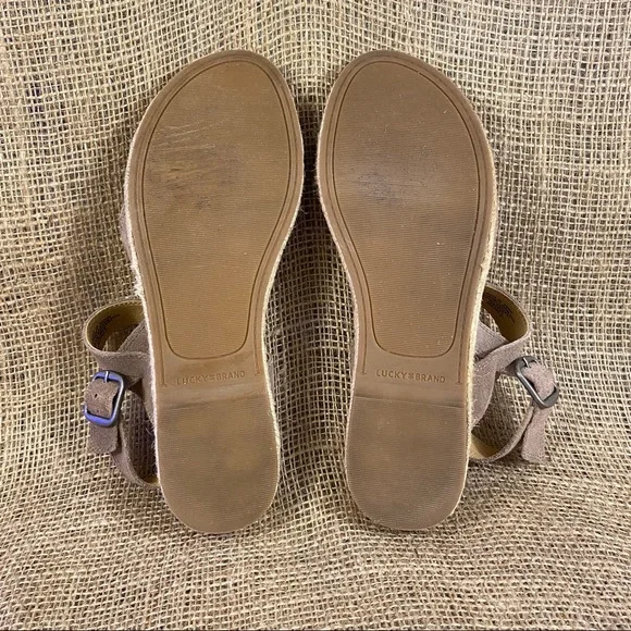 Lucky Brand Sandals Gadine Espadrille  Suede Tan Buckle Flats Women'sSize 9M - Picture 11 of 11